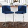 Embrapa bar stool with backrest, Blue-Velvet, 26"