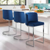 Embrapa bar stool with backrest, Blue-Velvet, 26"