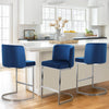 Embrapa bar stool with backrest, Blue-Velvet, 26"