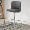 Embrapa bar stool with backrest, Gray-Leather, 26"