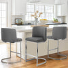 Embrapa bar stool with backrest, Gray-Leather, 26"