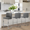 Embrapa bar stool with backrest, Gray-Leather, 26"