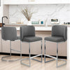 Embrapa bar stool with backrest, Gray-Leather, 26"