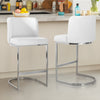 Embrapa bar stool with backrest, White-Leather, 26"