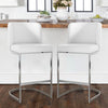 Embrapa bar stool with backrest, White-Leather, 26"