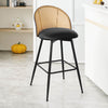 Giallo bar stool with backrest, Black-Leather/Bar Height