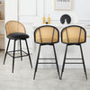 Giallo bar stool with backrest, Black-Leather/Bar Height