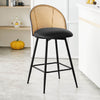 Giallo bar stool with backrest, Black-Leather/Counter Height