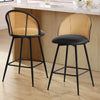 Giallo bar stool with backrest, Black-Leather/Counter Height