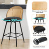 Giallo bar stool with backrest, Black-Leather/Counter Height