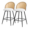 Giallo bar stool with backrest, White-Fabric/Counter Height