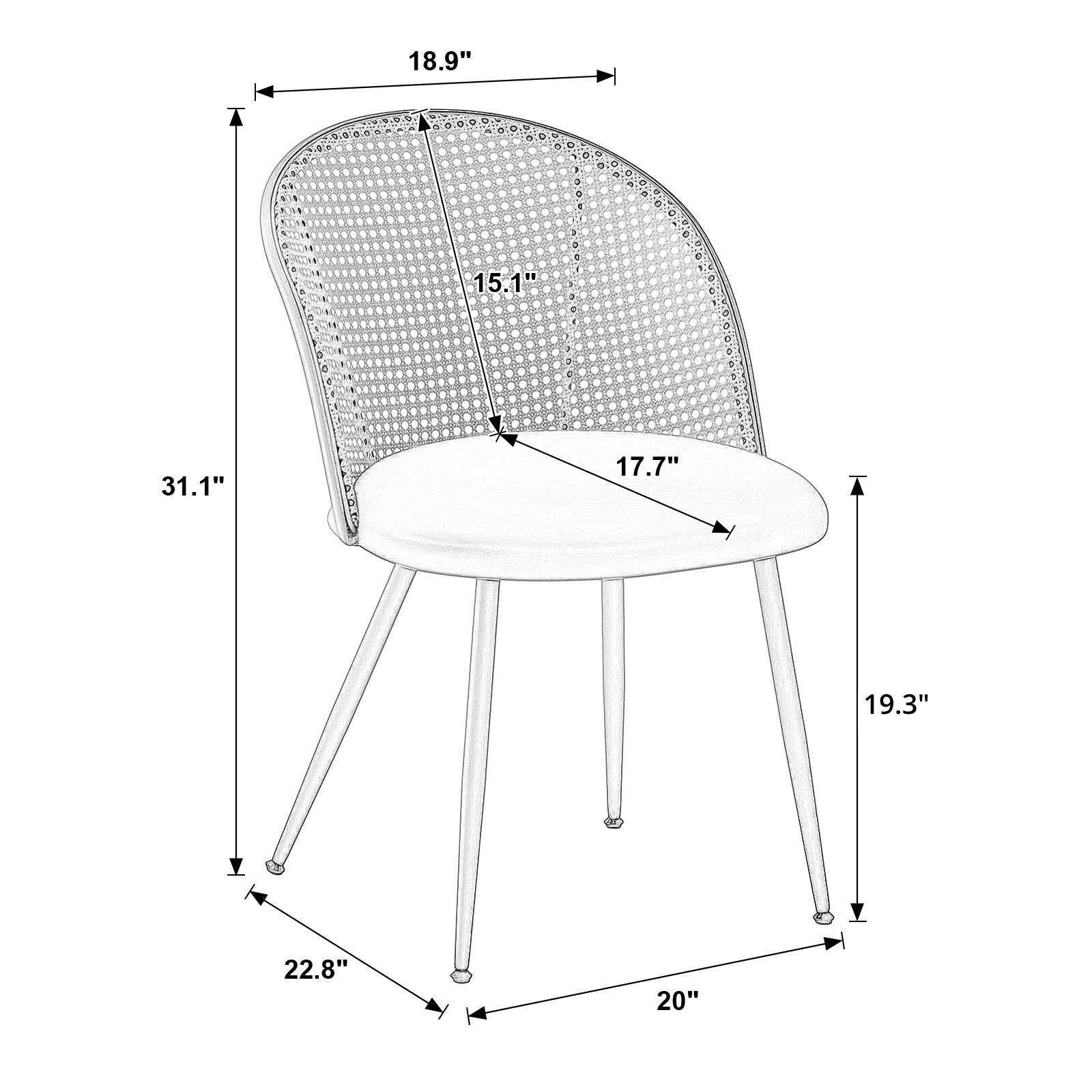 Giallo dining chair dimensions
