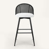 Giallo II Bar Stool in White Sacy Fabric, Bar Height