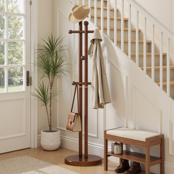 Kula Coat Rack in Brown Rubberwood