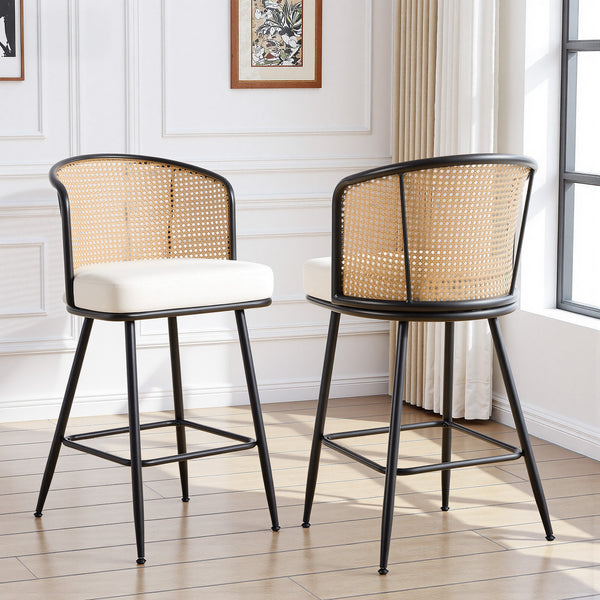 Lagrein bar stool, White Jaen Leather/Counter Height