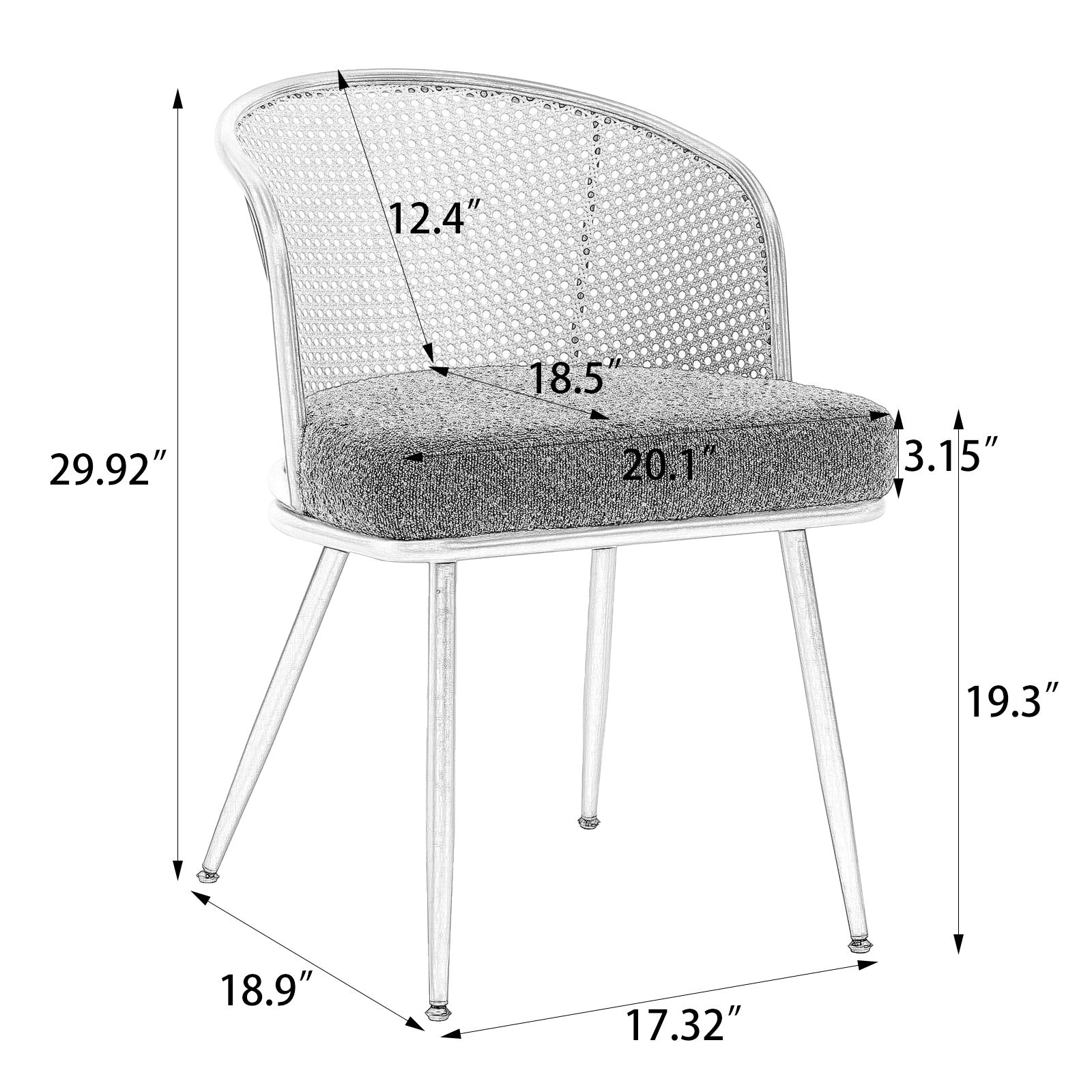 Lagrein dining chair dimensions