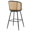 Lagrein II Swivel Bar Stool in White Jaen Leather with Rattan Backrest