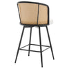 Lagrein II Swivel Counter Stool in White Jaen Leather with Rattan Backrest