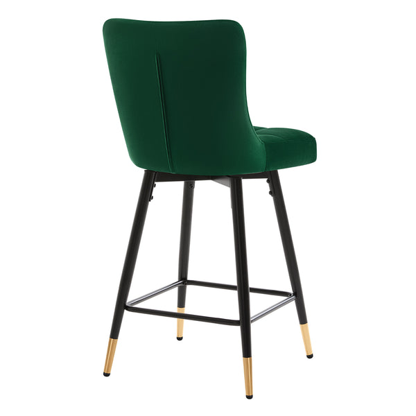Light Lager Swivel Counter Stool in Green Azal Velvet