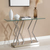 Lingtren Console Table in Chrome Finish with Glass Top