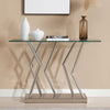 Lingtren Console Table in Chrome Finish with Glass Top