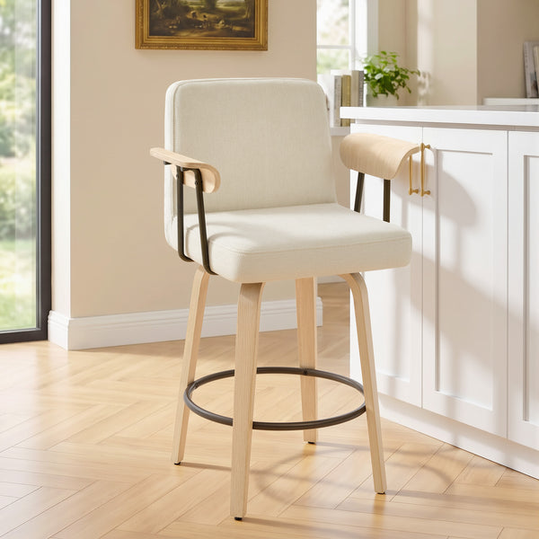 Malvasia II Counter Stool in Beige Fiano Fabric