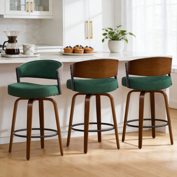 Malvina Counter Stool in Green Grzi Fabric