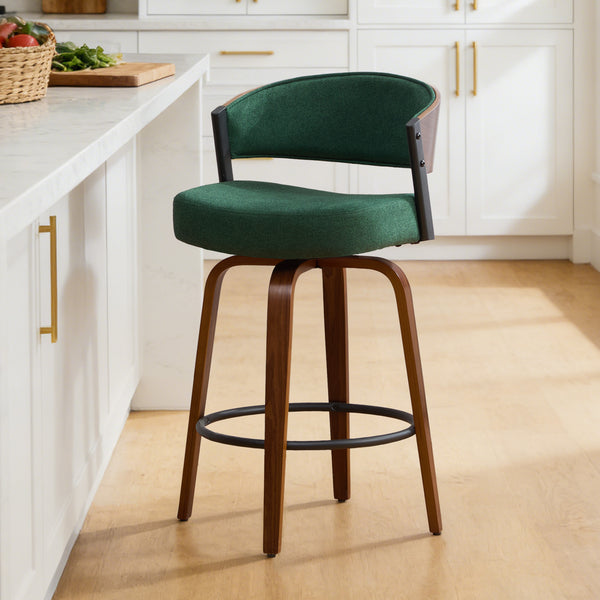 Malvina Counter Stool in Green Grzi Fabric