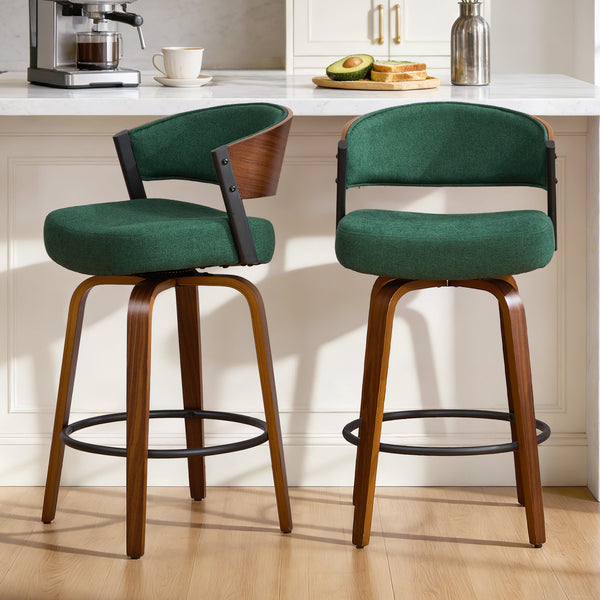 Malvina Counter Stool in Green Grzi Fabric