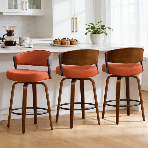 Malvina Counter Stool in Orange Grzi Fabric