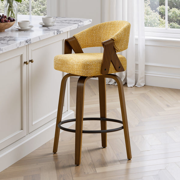 Malvina II Counter Stool in Yellow Silencio Fabric