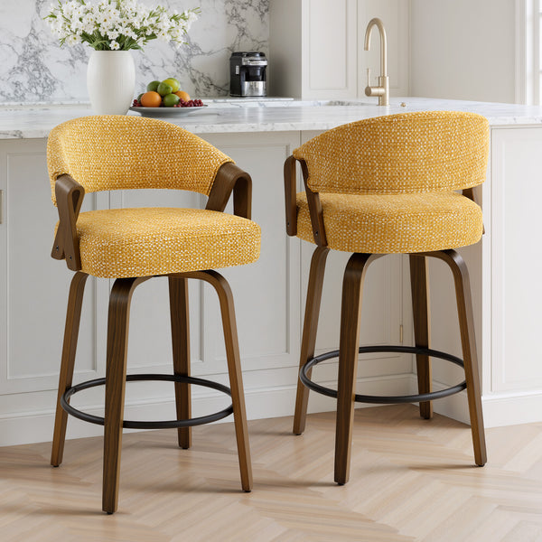 Malvina II Counter Stool in Yellow Silencio Fabric