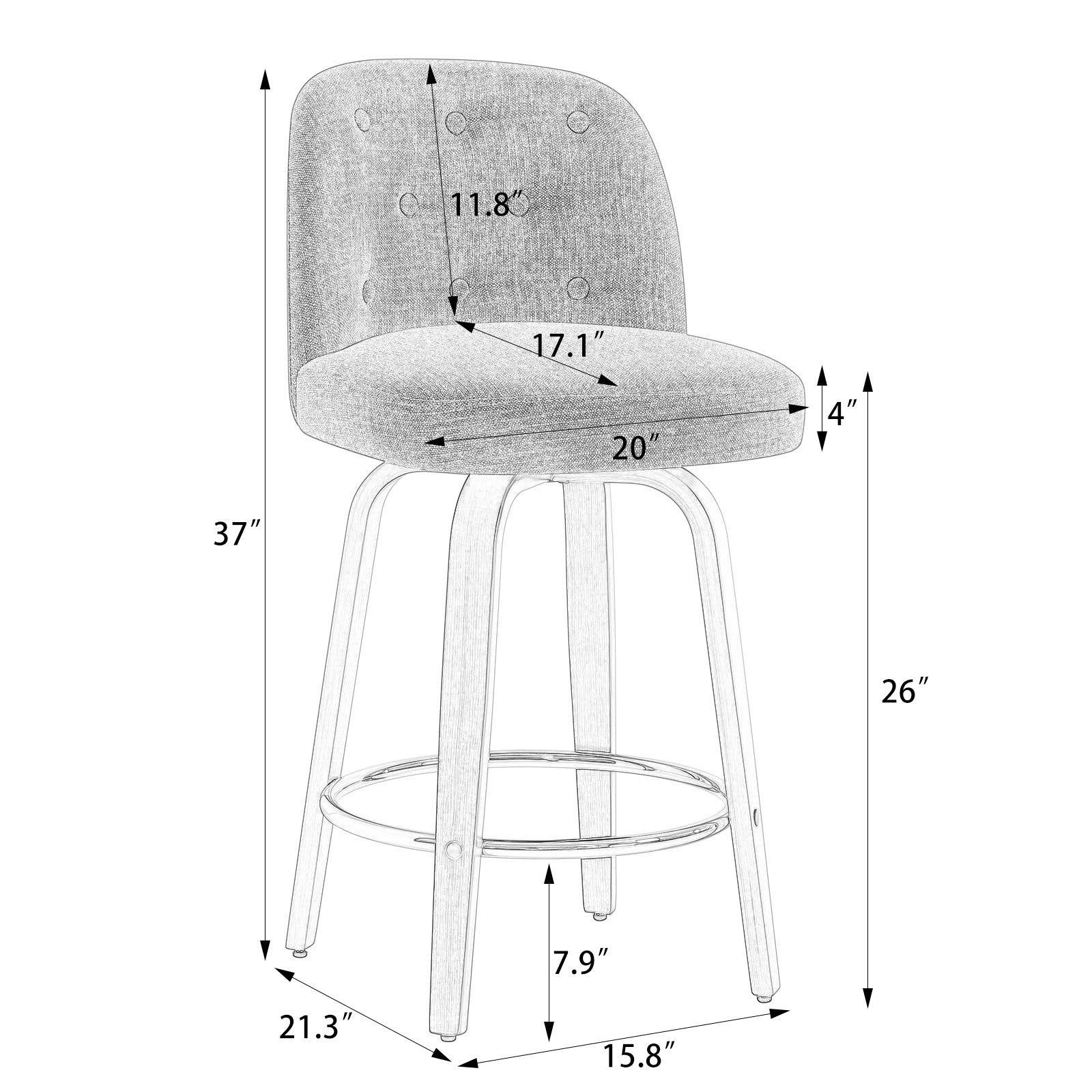 Medina bar stool counter height dimensions