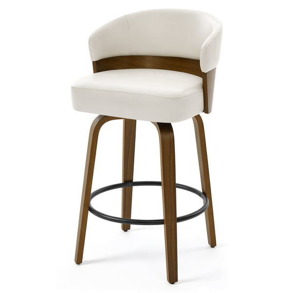 Meleyi Counter Stool in White Rebo Leather