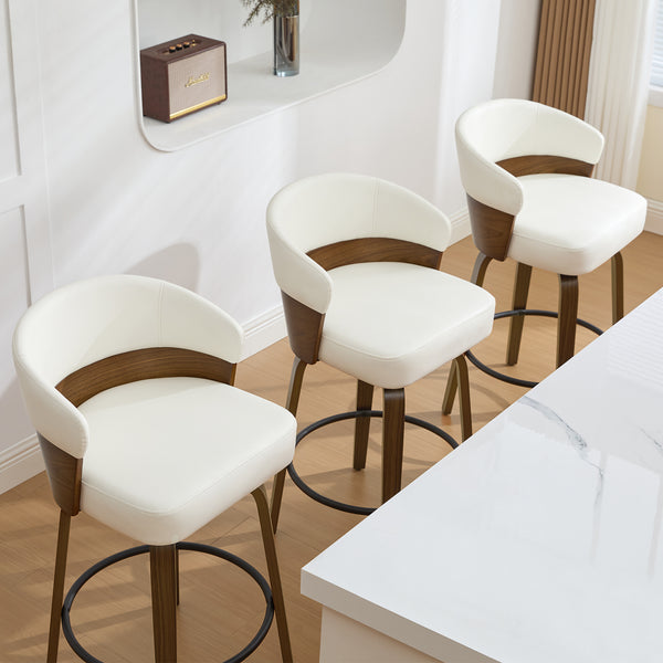 Meleyi Counter Stool in White Rebo Leather