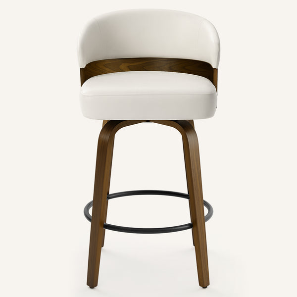 Meleyi Counter Stool in White Rebo Leather