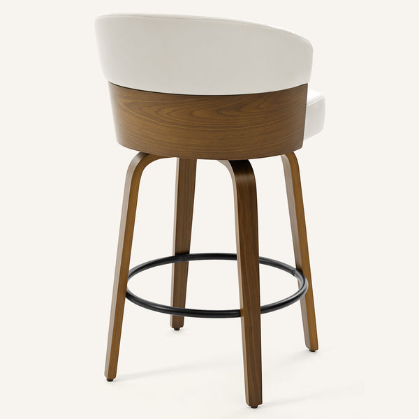 Meleyi Counter Stool in White Rebo Leather