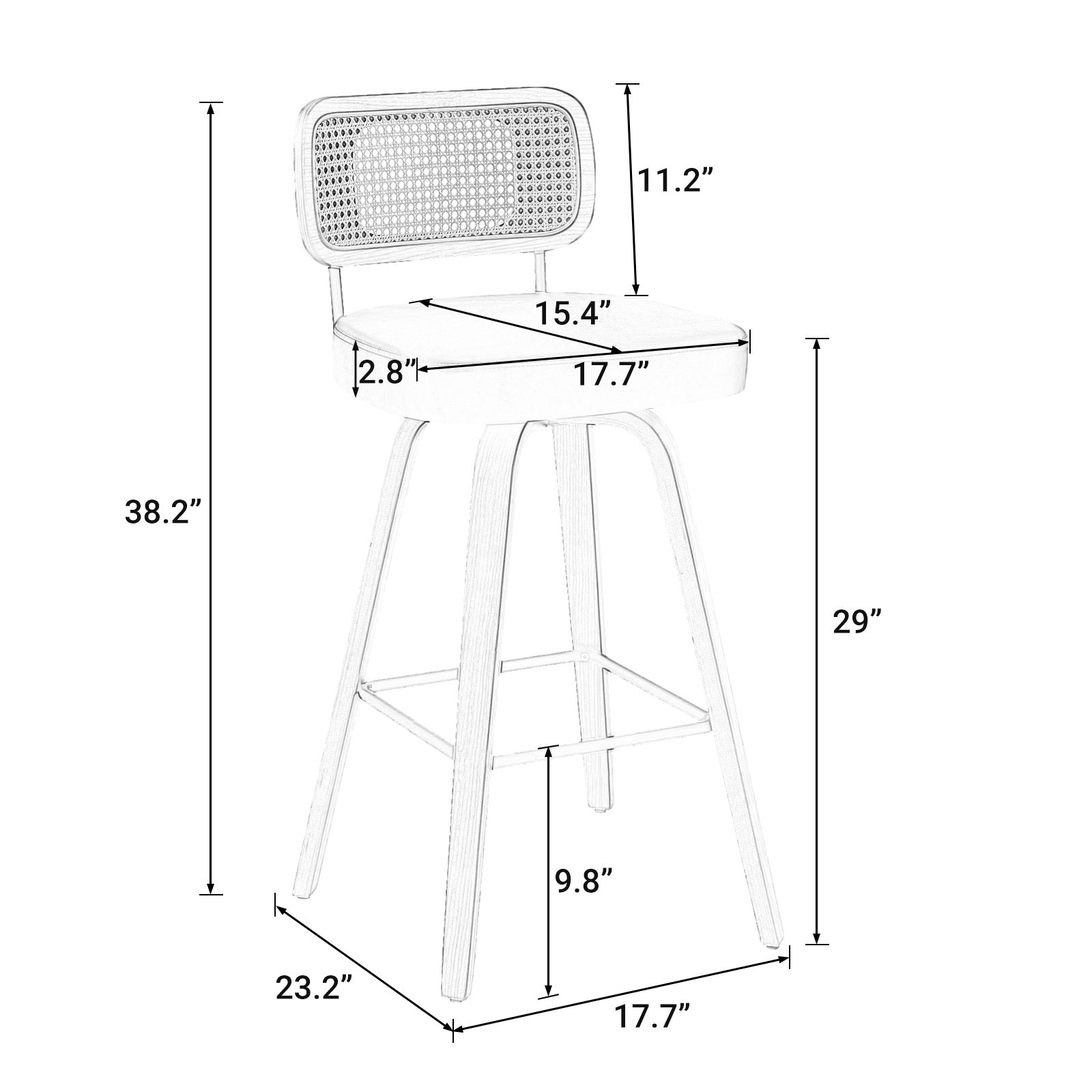 Moravia bar stool 29 inch dimensions