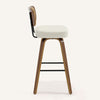 Moravia bar stool, Beige Leather/Bar Height/Rattan Backrest