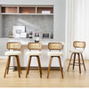 Moravia bar stool, Beige Leather/Counter Height/Rattan Backrest