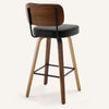 Moravia bar stool, Black Leather/Bar Height/Leather Backrest