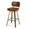 Moravia Bar Stool in Brown Mara Leather, Bar Height, with Leather Backrest