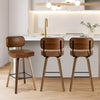 Moravia Bar Stool in Brown Mara Leather, Bar Height, with Leather Backrest