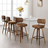 Moravia Bar Stool in Brown Mara Leather, Bar Height, with Leather Backrest