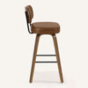 Moravia Bar Stool in Brown Mara Leather, Bar Height, with Leather Backrest