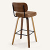 Moravia Bar Stool in Brown Mara Leather, Bar Height, with Leather Backrest