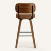 Moravia Bar Stool in Brown Mara Leather, Bar Height, with Leather Backrest