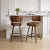 Moravia Bar Stool in Brown Mara Leather, Counter Height, with Leather Backrest
