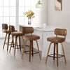 Moravia Bar Stool in Brown Mara Leather, Counter Height, with Leather Backrest