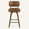 Moravia Bar Stool in Brown Mara Leather, Counter Height, with Leather Backrest
